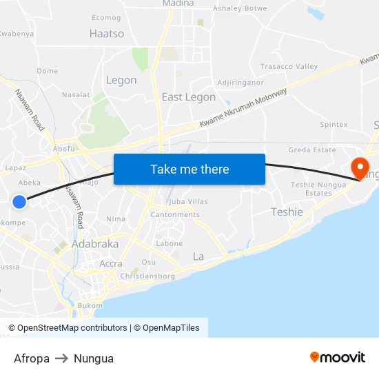 Afropa to Nungua map
