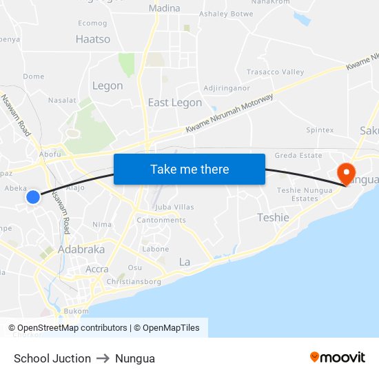 School Juction to Nungua map