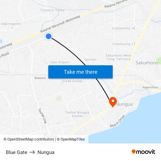Blue Gate to Nungua map