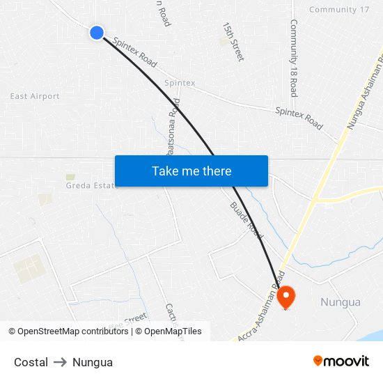 Costal to Nungua map