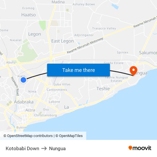 Kotobabi Down to Nungua map