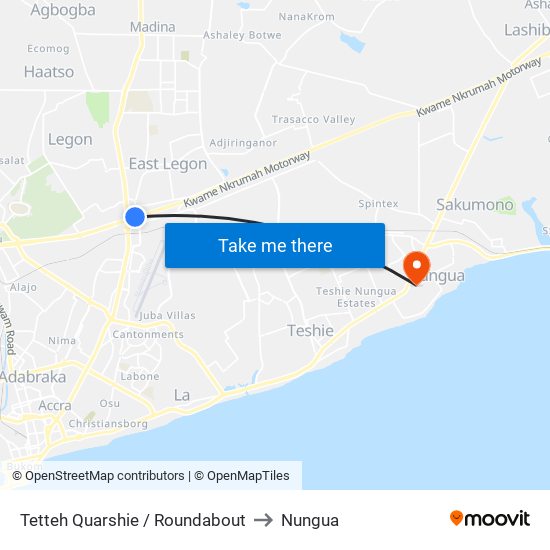 Tetteh Quarshie / Roundabout to Nungua map