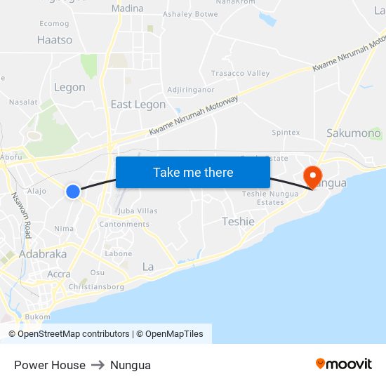 Power House to Nungua map