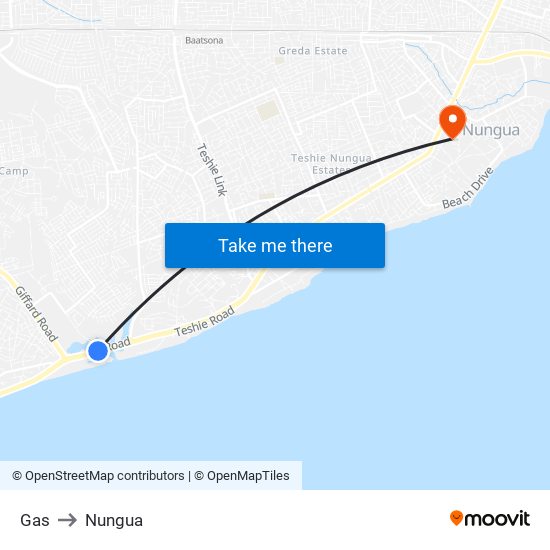 Gas to Nungua map
