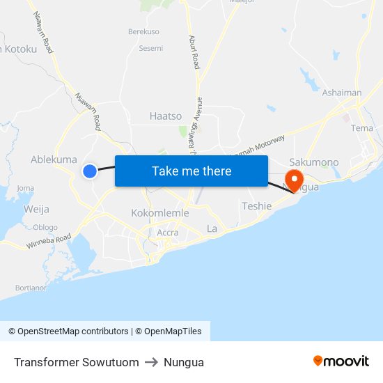 Transformer Sowutuom to Nungua map