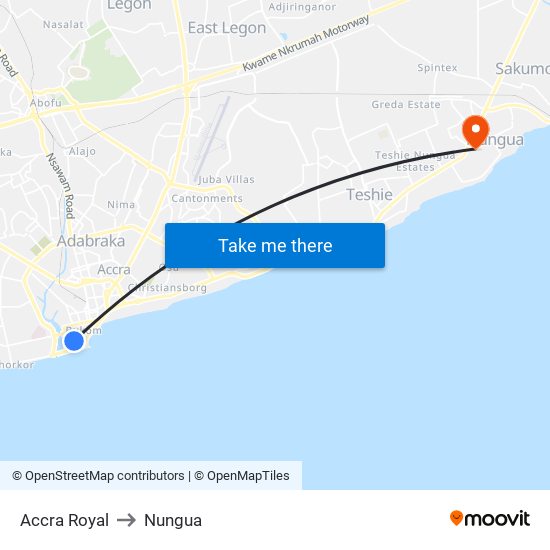 Accra Royal to Nungua map