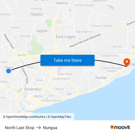 North Last Stop to Nungua map
