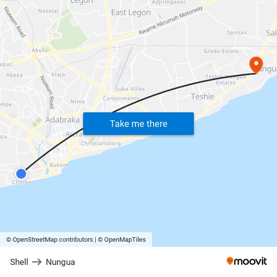 Shell to Nungua map