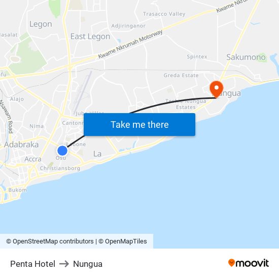 Penta Hotel to Nungua map