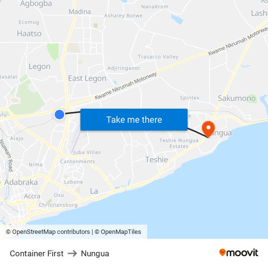 Container First to Nungua map