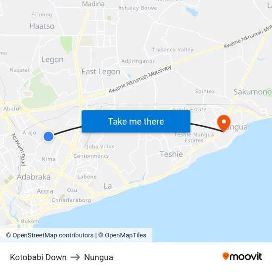 Kotobabi Down to Nungua map