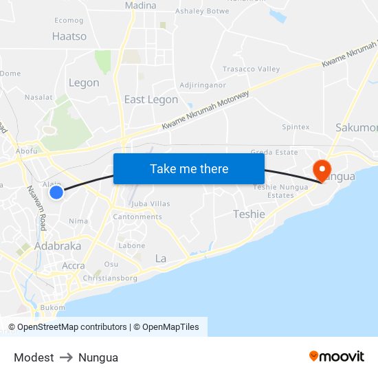 Modest to Nungua map