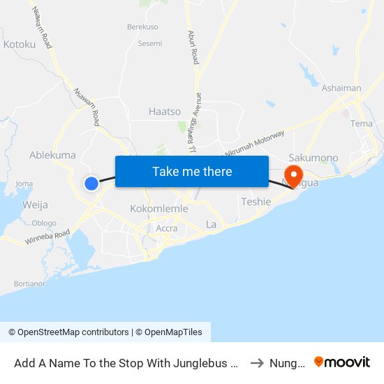 Add A Name To the Stop With Junglebus App to Nungua map