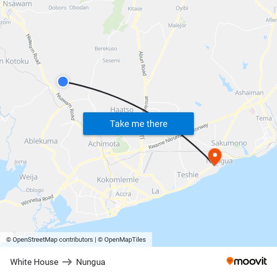 White House to Nungua map