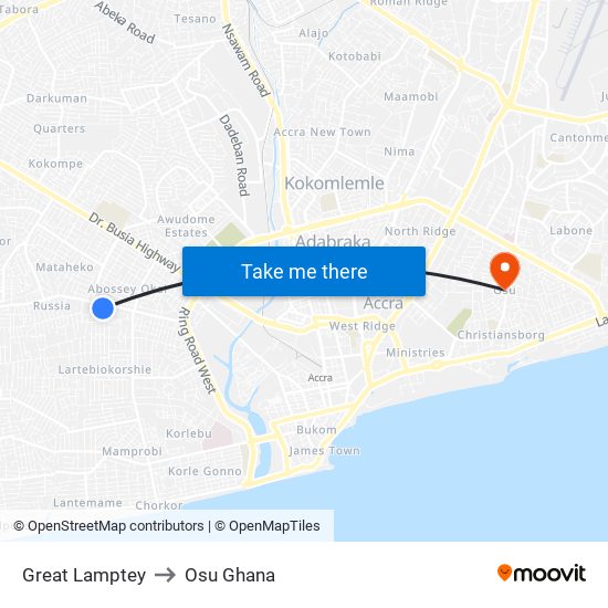 Great Lamptey to Osu Ghana map
