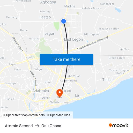 Atomic Second to Osu Ghana map