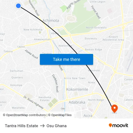 Tantra Hills Estate to Osu Ghana map