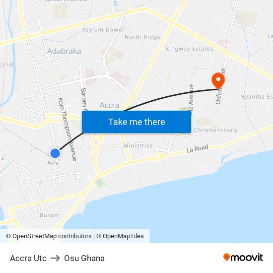 Accra Utc to Osu Ghana map