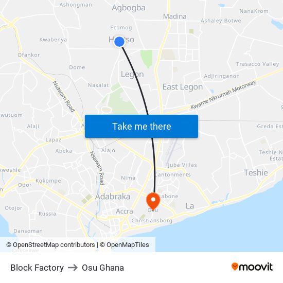 Block Factory to Osu Ghana map