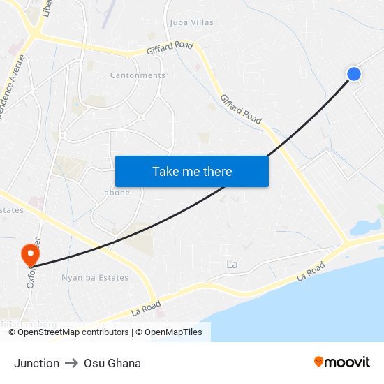 Junction to Osu Ghana map