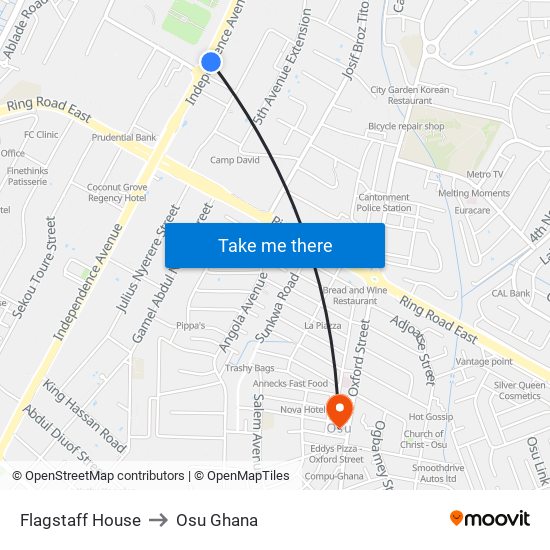 Flagstaff House to Osu Ghana map