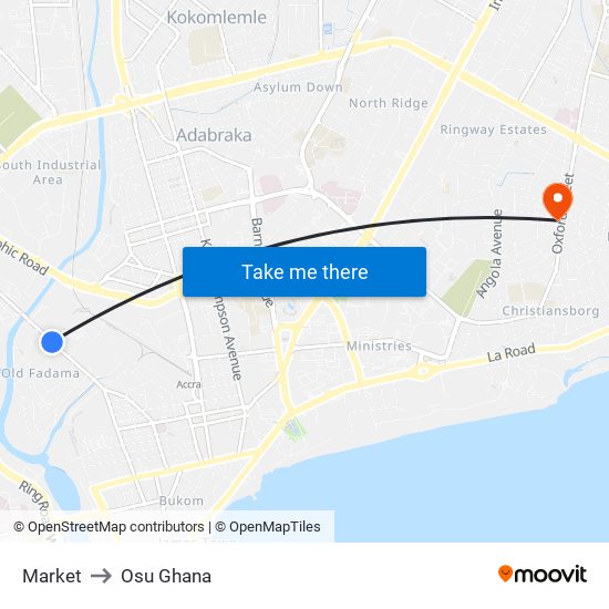 Market to Osu Ghana map