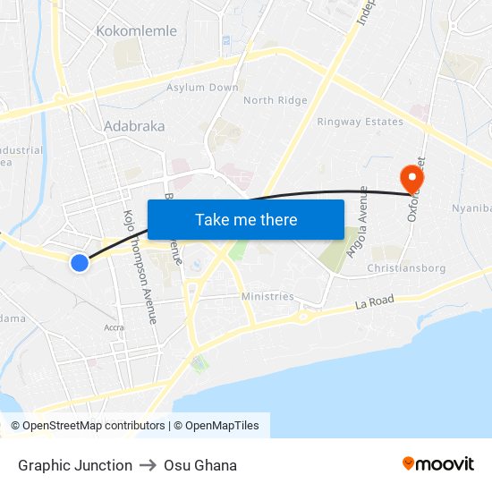 Graphic Junction to Osu Ghana map