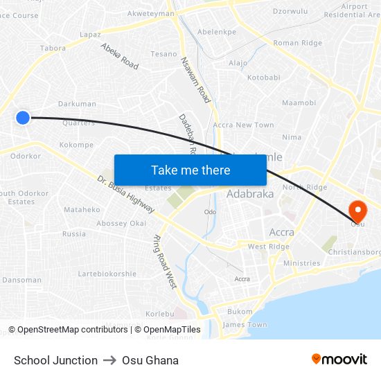 School Junction to Osu Ghana map
