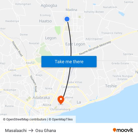 Masalaachi to Osu Ghana map