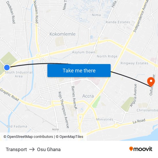 Transport to Osu Ghana map