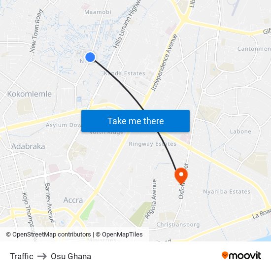 Traffic to Osu Ghana map