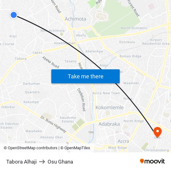 Tabora Alhaji to Osu Ghana map