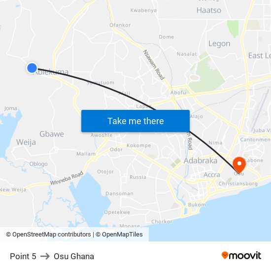 Point 5 to Osu Ghana map