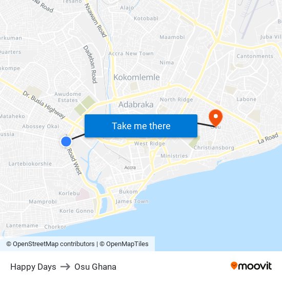 Happy Days to Osu Ghana map