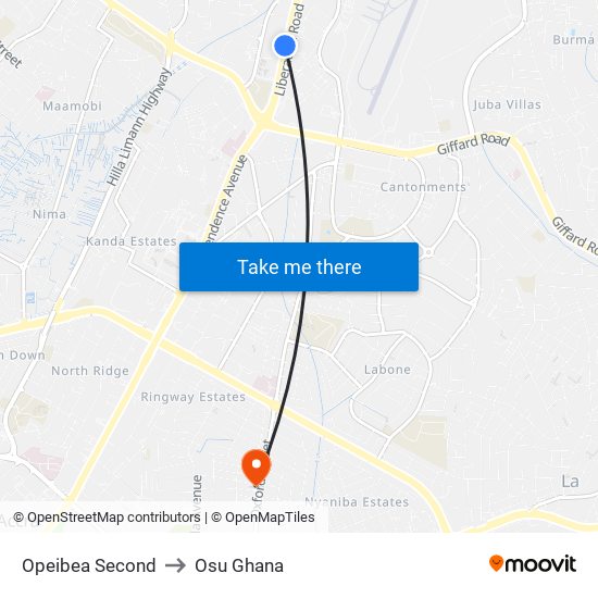 Opeibea Second to Osu Ghana map