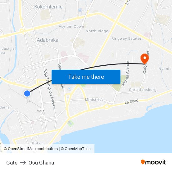 Gate to Osu Ghana map