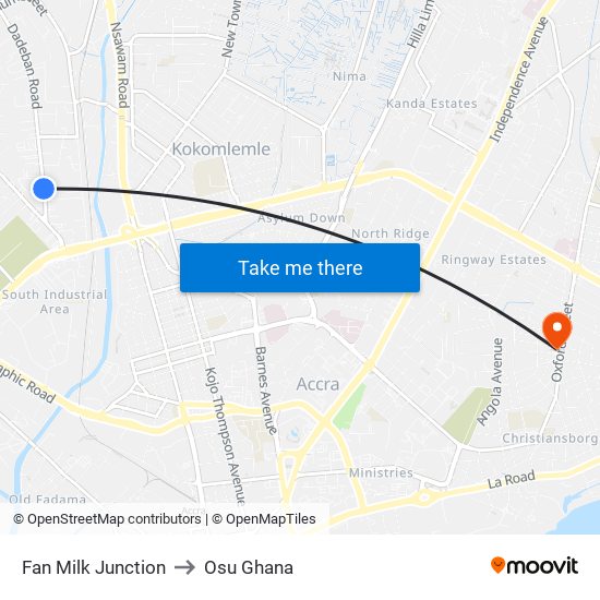 Fan Milk Junction to Osu Ghana map