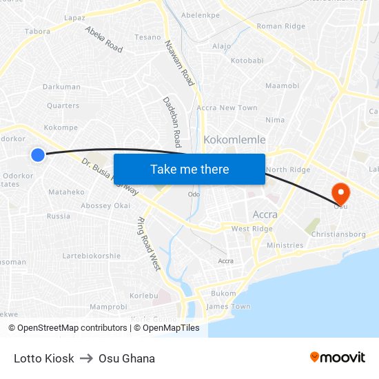 Lotto Kiosk to Osu Ghana map