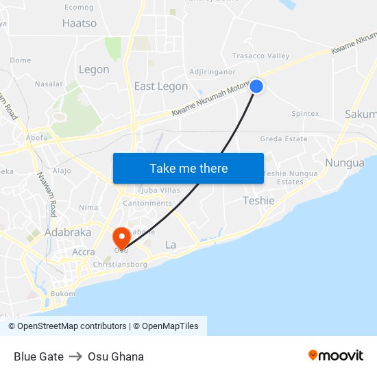 Blue Gate to Osu Ghana map