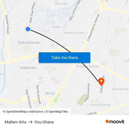 Mallam Atta to Osu Ghana map