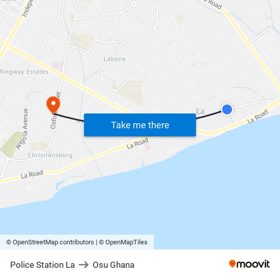 Police Station La to Osu Ghana map