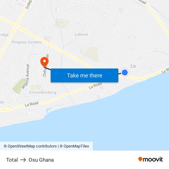Total to Osu Ghana map