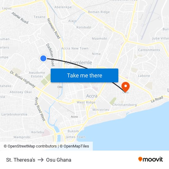St. Theresa's to Osu Ghana map