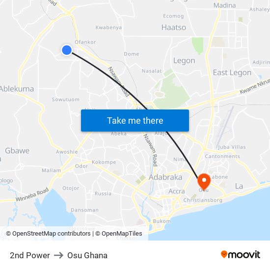 2nd Power to Osu Ghana map