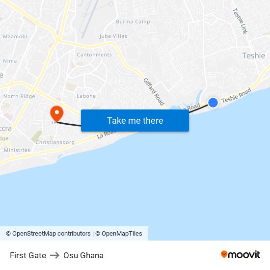 First Gate to Osu Ghana map
