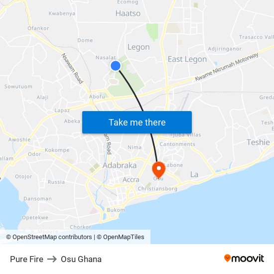 Pure Fire to Osu Ghana map
