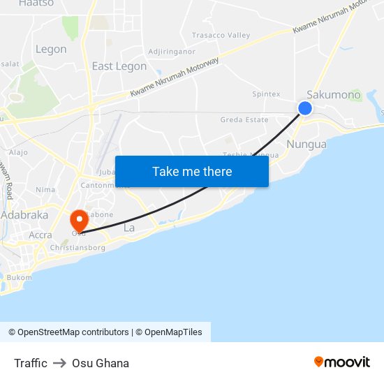 Traffic to Osu Ghana map