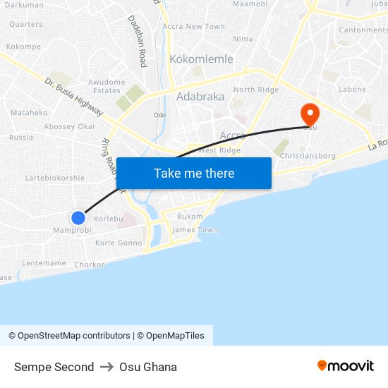Sempe Second to Osu Ghana map