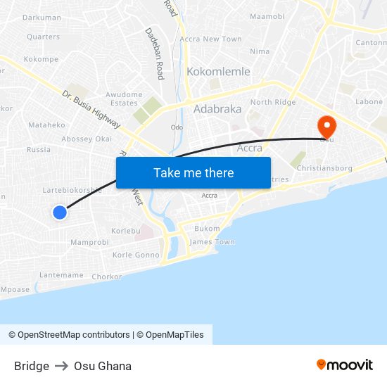 Bridge to Osu Ghana map