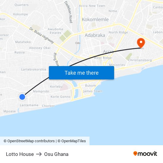 Lotto House to Osu Ghana map